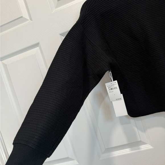 NWT Good American Knit Ribbed Crewneck Sweater Black Sz 0 / XS Oversized - Picture 8 of 11